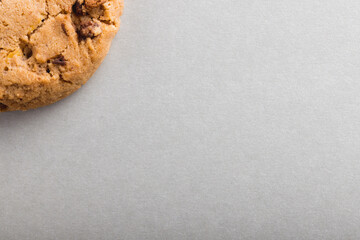 Directly above shot of cookie on gray background with copy space