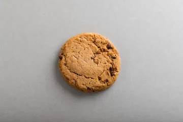 Foto op Plexiglas Overhead view of cookie on gray background with copy space © WavebreakMediaMicro