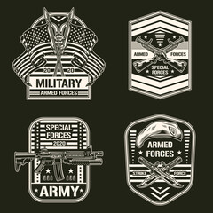 Military set monochrome vintage label