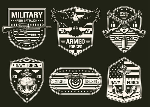 Army set sticker monochrome vintage