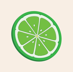 3D lime slice icon illustration, fruit theme for your decoration image