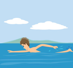 Obraz na płótnie Canvas man swimming in the sea