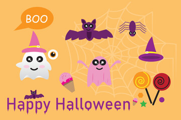 halloween celebration with cute characters