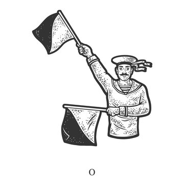 sailor signaling with flags clip art preview