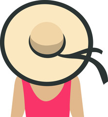 Woman wearing bathing suit and sun hat