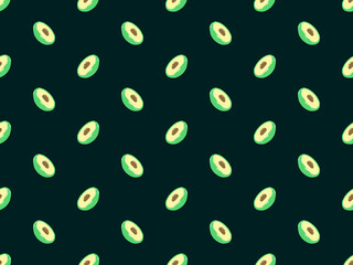 Avocado cartoon character seamless pattern on green background