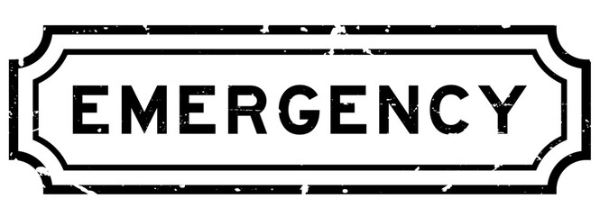 Grunge black emergency word rubber seal stamp on white background