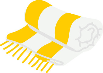 Yellow striped Beach Towel, Rolled up