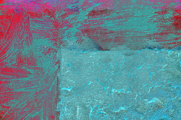Wall surface with freshly applied mortar. Changed color scheme. Colorful abstract background.