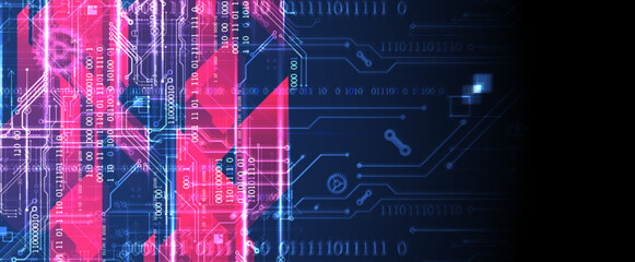 Abstract background on technological and scientific topics. Various techno details with using digital code. Vector format.