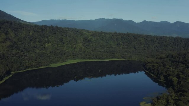 Aerial drone footage of the Hule Lagoon in Alajuela, Costa Rica
