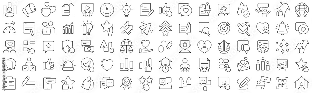 Aufkleber set of feedback line icons. collection of black linear icons