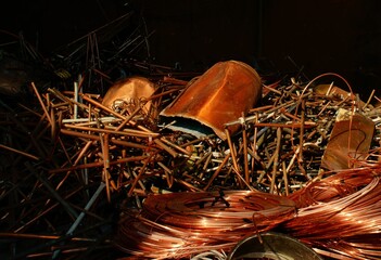 Copper scrap metal bin at the merchant