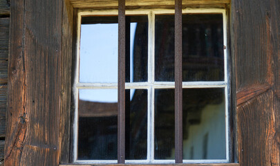Wooden window in a rustic home