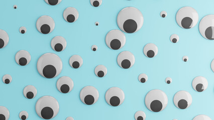 Playful fun googly eyes on blue background