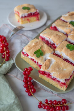 Delicious home made tart with red currants and meringue