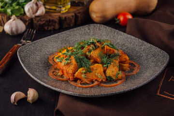 Freshly prepared sweet potato fries ready to eat