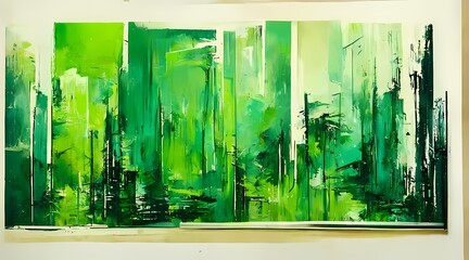 Green and White Abstract Painting 