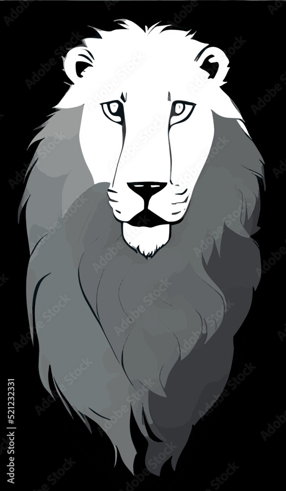 Poster Cartoon design of a lion isolated on black background