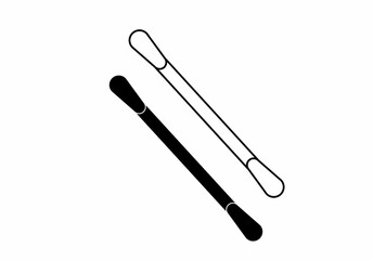 outline silhouette cotton swabs stick set isolated on white background