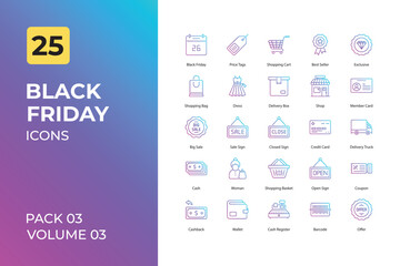  Black Friday icons collection. Set contains such Icons as shopping, e-commerce, and more