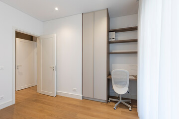 Living room interior with work chair and table