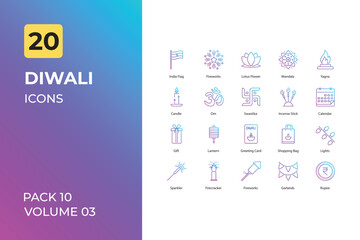 Diwali icons collection. Set contains such Icons as online Indian culture, Diwali colors, and more