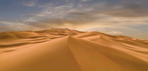 Beautiful design of sand dunes in the desert on a hot summer day - obrazy, fototapety, plakaty