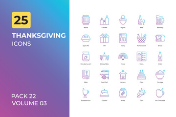 Thanksgiving icons collection. Set contains such Icons as food, drinks, and more
