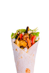 Shawarma sandwich isolated on white background