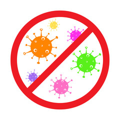 Multicolored Viruses are crossed out with a stop sign.
