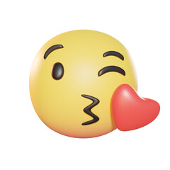 Face Blowing Kiss Emoji 3D Illustration