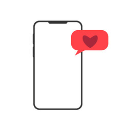 Phone on a white background with a message. Vector illustration