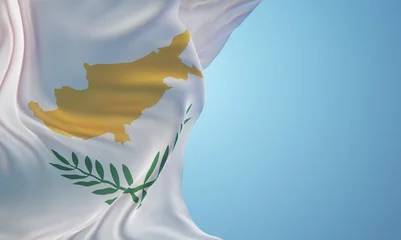 Foto op Canvas Abstract Cyprus Flag 3D Render (3D Artwork) © zavarts