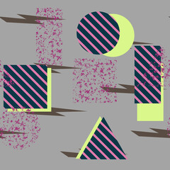 postmodern pattern simple figures on grey background