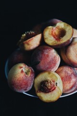 lots of ripe and sweet peaches