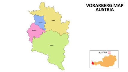Vorarlberg Map. District map of Vorarlberg detailed map of Vorarlberg in color with capital.
