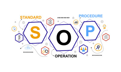 SOP banner web icon vector illustration business concept for the standard operating procedure with an icon of instruction to assist employee in complex routine operations. 