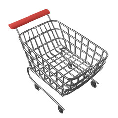 Basket or shopping cart on a transparent background, 3D rendering illustration