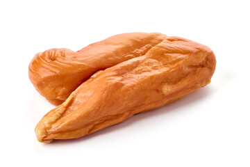 Smoked chicken breast, isolated on white background. High resolution image.