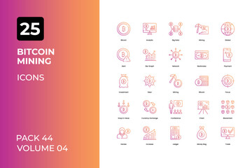 Bitcoin mining icons collection. Set contains such Icons as cryptocurrency, bitcoin, digital currency, and more