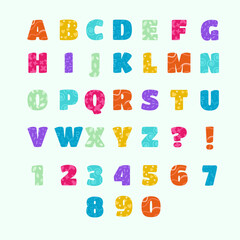 English children's alphabet with numbers. Vector illustration