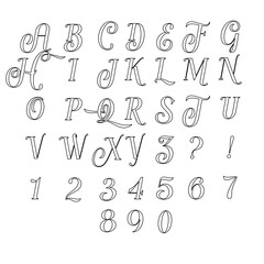 Fototapeta premium English classical handwritten alphabet with line style numbers. Vector illustration