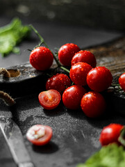 tomatoes on a wooden background
