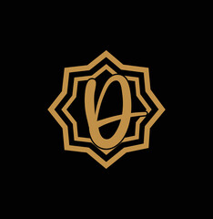 Letter D inside Gold star logo. Award 3d icon. Golden logotype template. Volume Vector illustration.