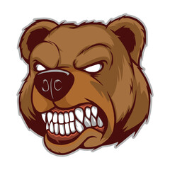 angry brown bear head cartoon mascot logo template