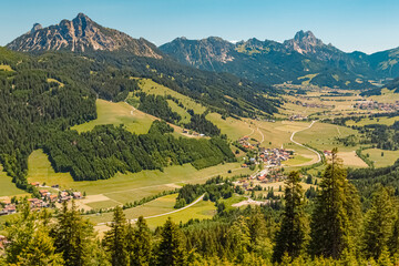 Fototapeta na wymiar Beautiful alpine summer view at the famous Wannenjoch summit, Schattwald, Tannheim, Tyrol, Austria