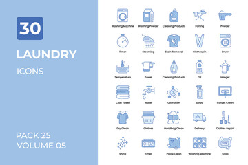 Laundry icons collection. Set contains such Icons as washing powder, washing machine, washing service, and more