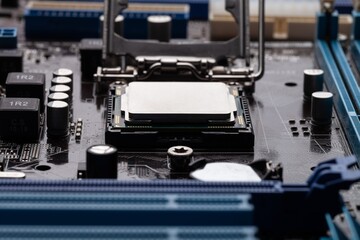 Printed Circuit board with Microchips and other Components Production Process. Electronics Manufacturing.