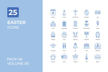 Easter icons collection. Set contains such Icons as chirstmas, easter egg, easter decoration, and more